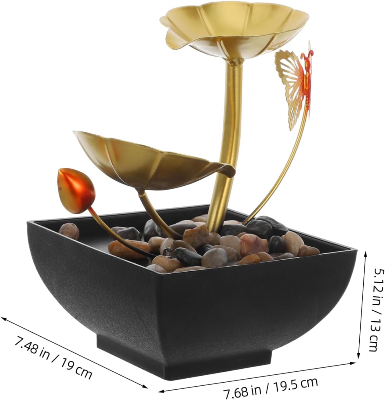 Golden Lotus Waterfall Tabletop Fountain for Indoor Decor