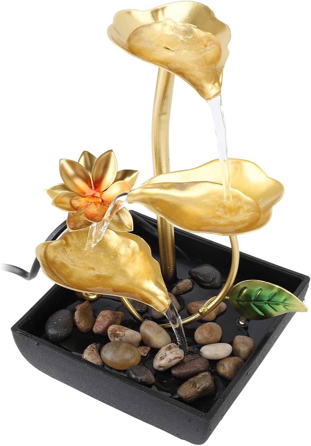 Leaf Tabletop Waterfall Fountain with LED 3 Tier