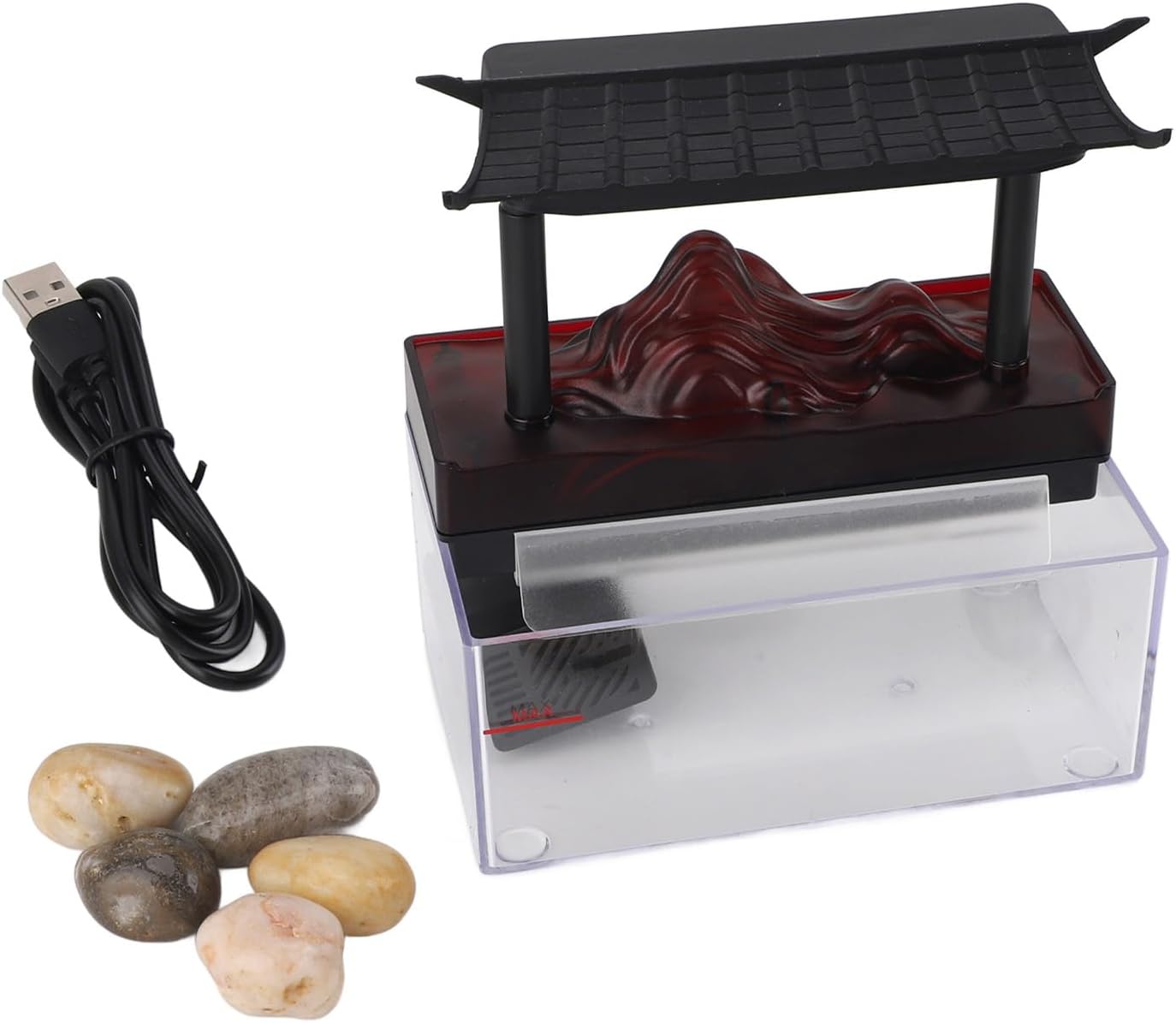 Tabletop Water Fountain with LED Light USB Powered Compact Design