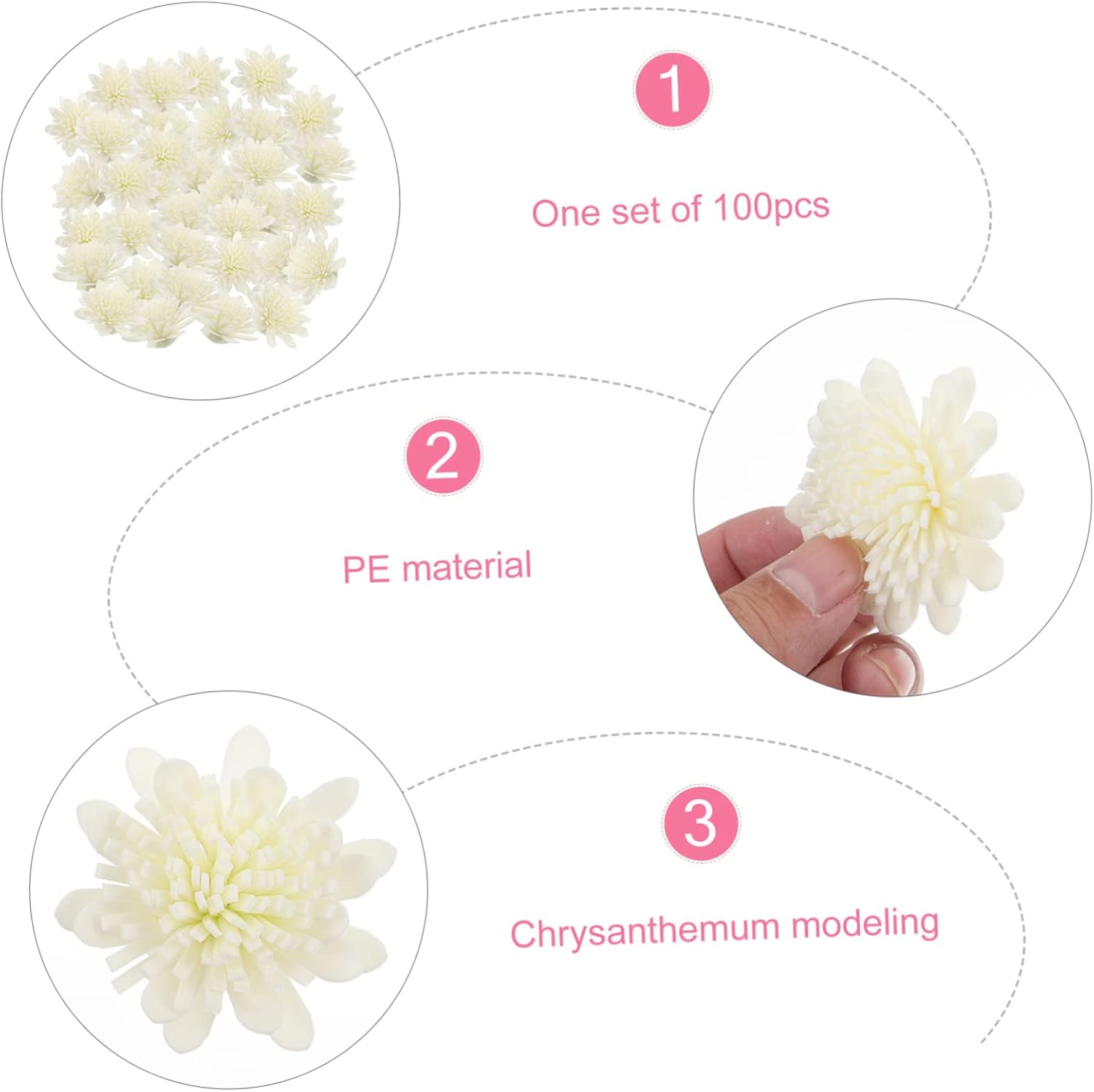100Pcs Chrysanthemum Diffuser Flowers for Aromatherapy Essential Oil Refill