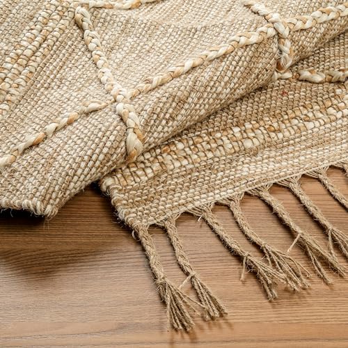 Hausattire Jute Boho Rug 2x3 Natural Beige
