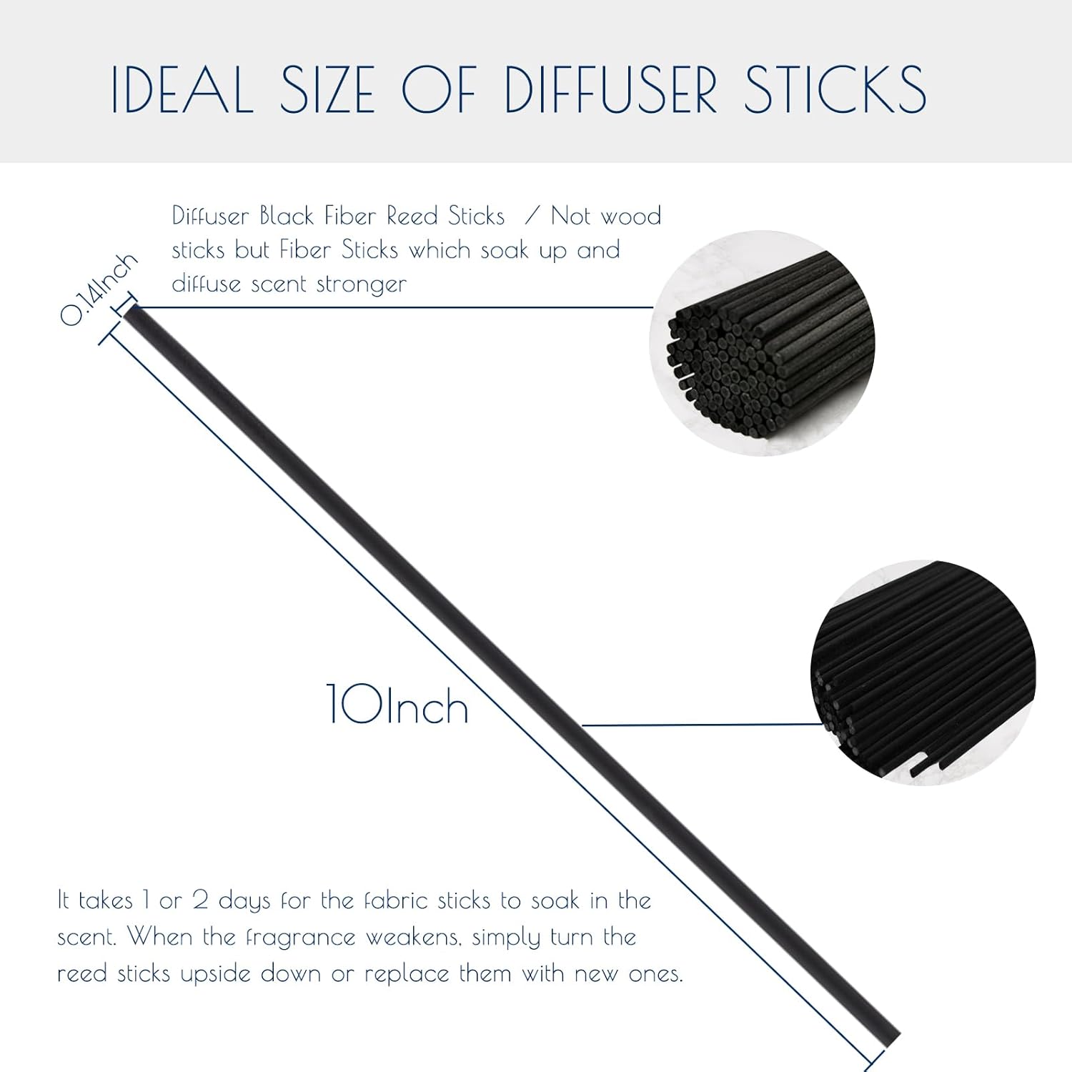 HOSSIAN 50PCS Black Fiber Reed Diffuser Sticks