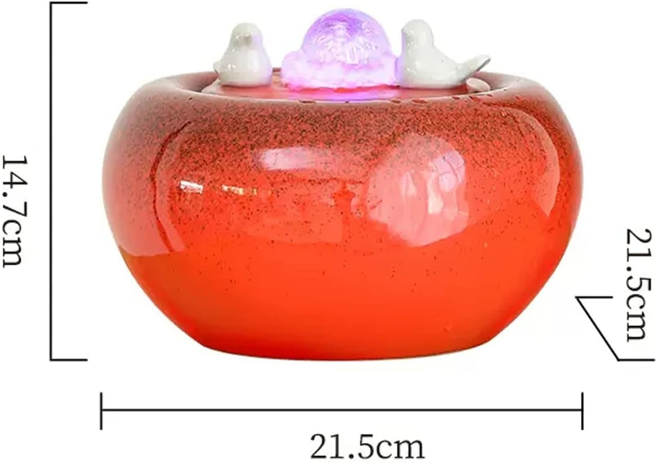 Red Ceramic Tabletop Water Fountain with LED Light