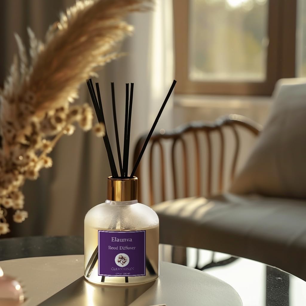 Elaunva Clean Linen Reed Diffuser Set 67fl oz with 8 Sticks