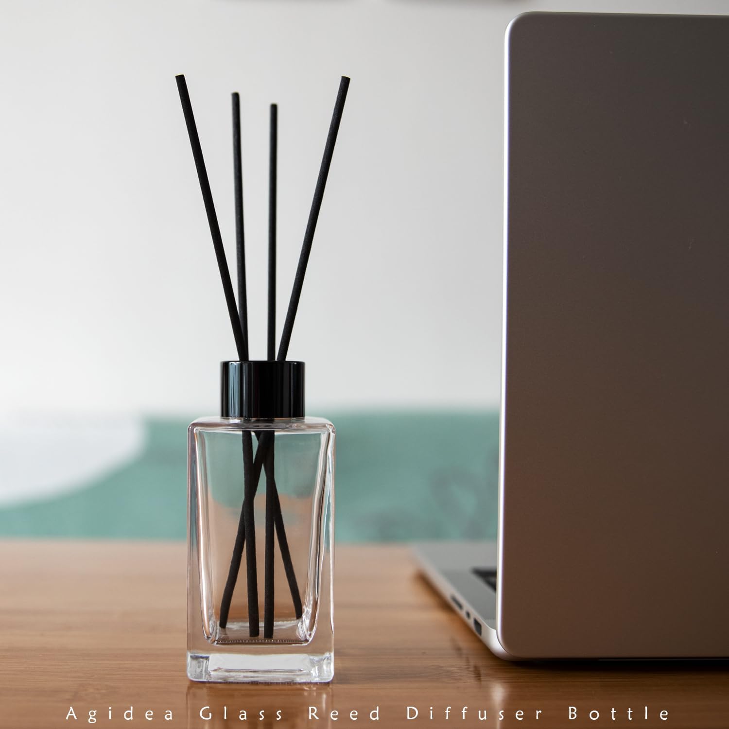 4PCS Clear Glass Fragrance Diffuser Bottles with 20 Reeds Funnel and Stoppers for Home Decor