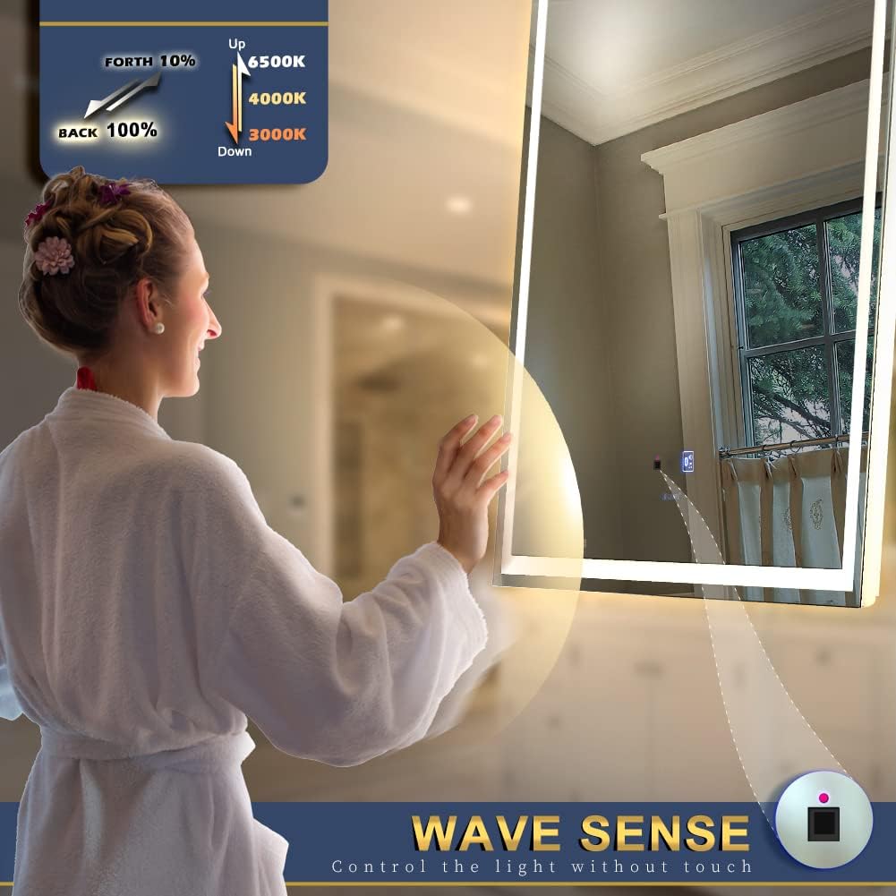 GP GANPE 32x40 Inch LED Bathroom Mirror with Bluetooth