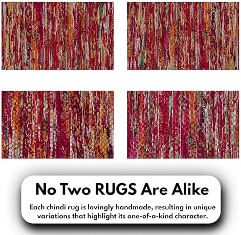 Ramanta Home Cotton Chindi Hand Woven Rug - 2x3 ft Multi Color Reversible Area Rug