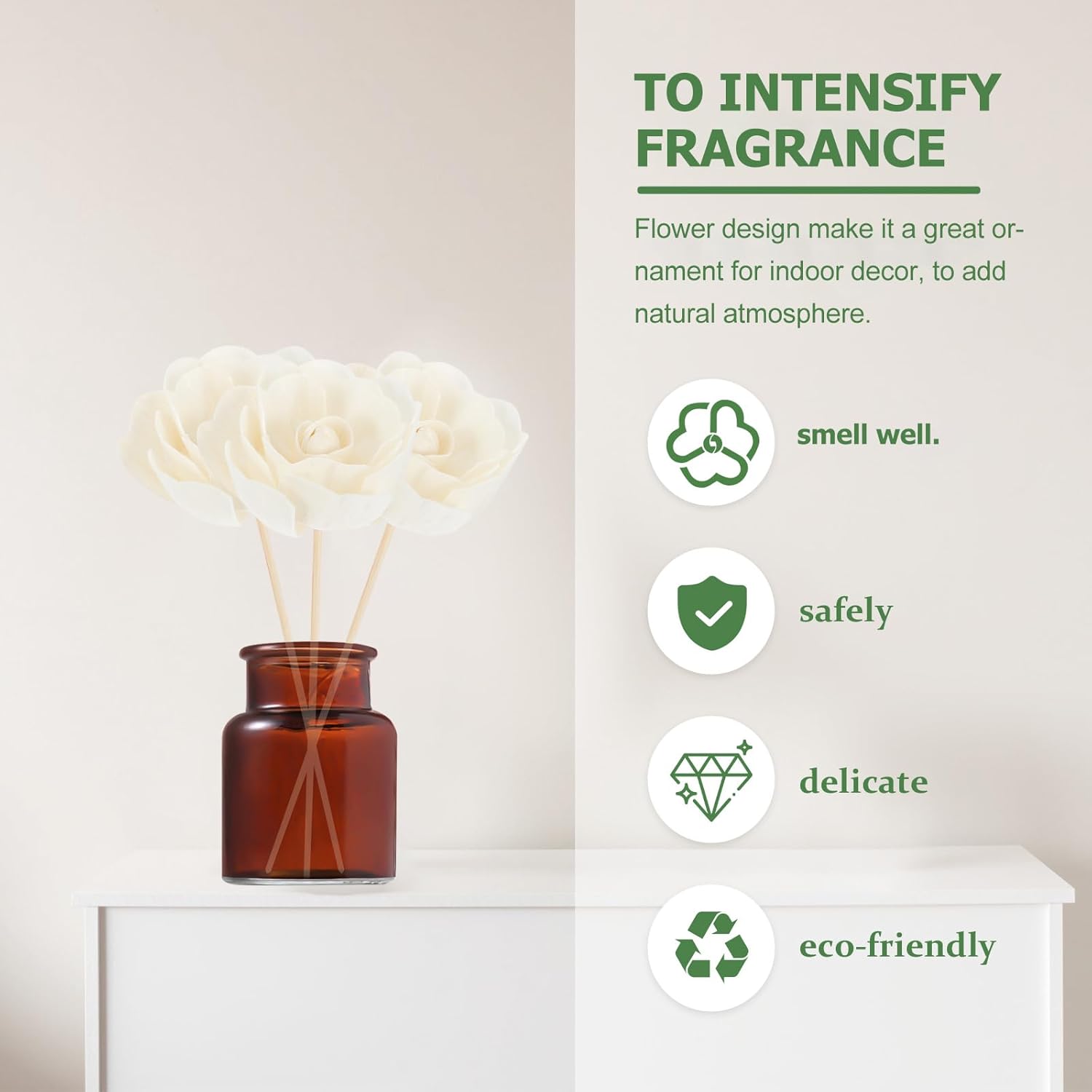 Healifty 5 Pcs Wood Rattan Diffuser Sticks with Flower Shape Head