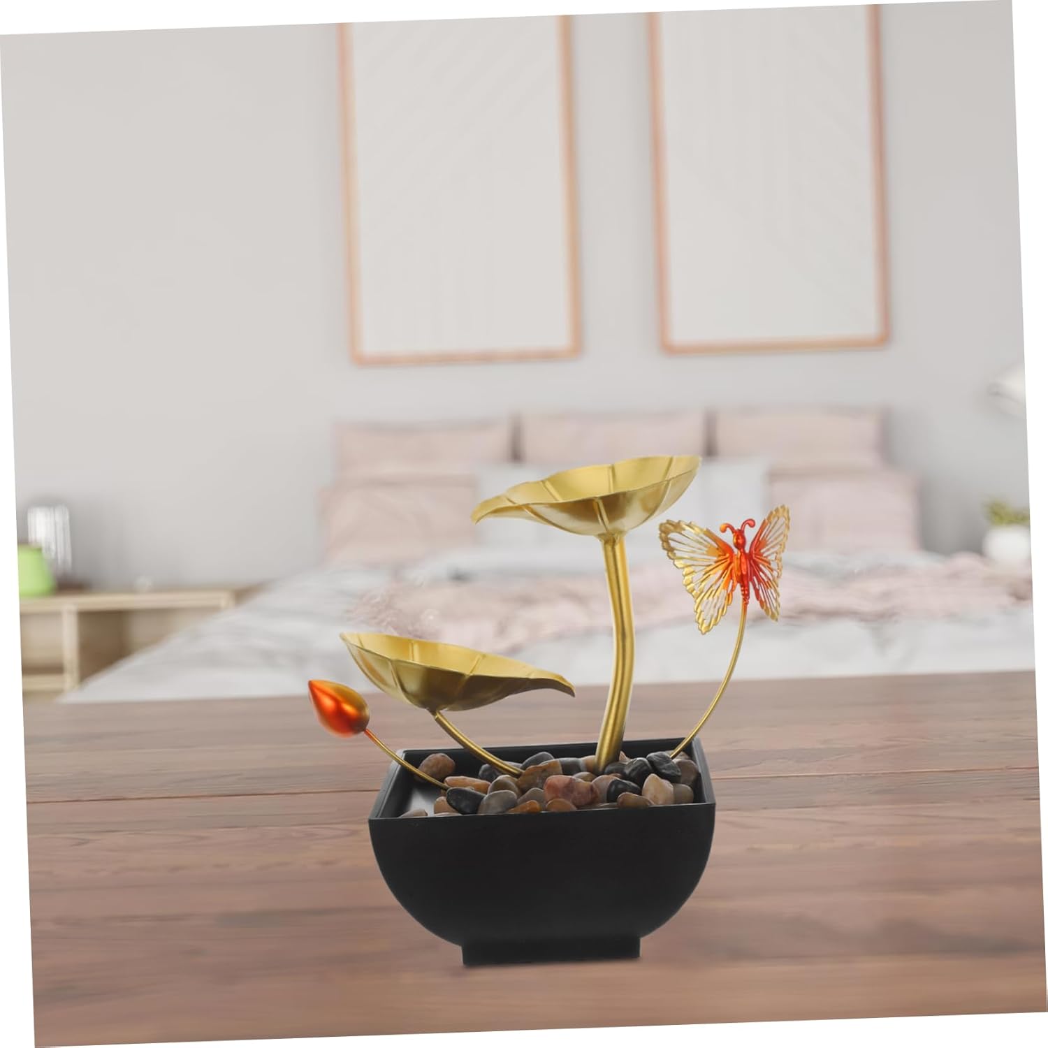 LIFKICH Indoor Waterfall Tabletop Fountain with Leaf Design
