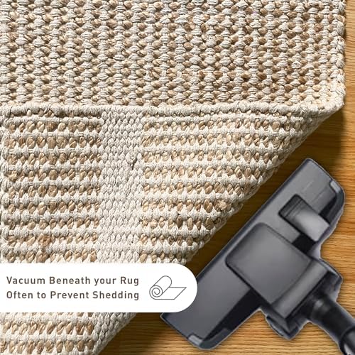 Chardin Home 2x3 Jute Cotton Woven Rug with Knotted Fringes