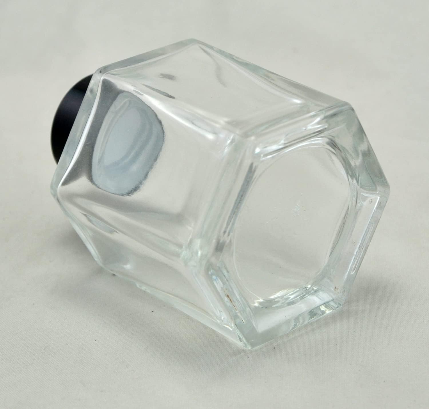 Set of 4 Hexagon Glass Essential Oil Bottles with Black Caps