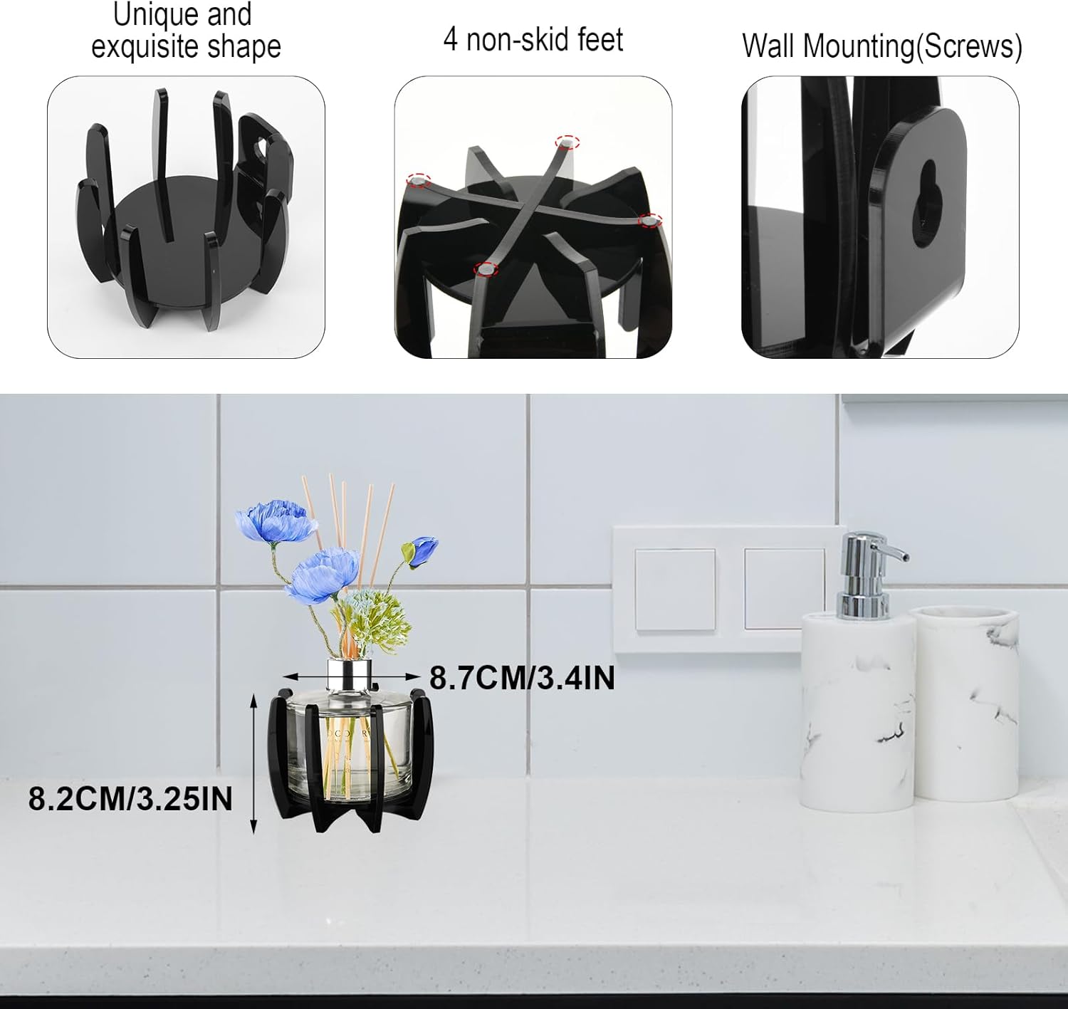 Preserved Flower Diffuser Holder No-Drill Wall Mount for Home Use