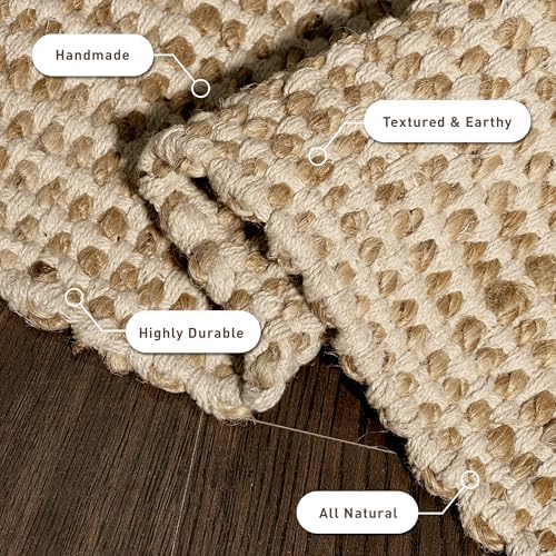 Chardin Home 2x3 Jute Cotton Woven Rug with Knotted Fringes