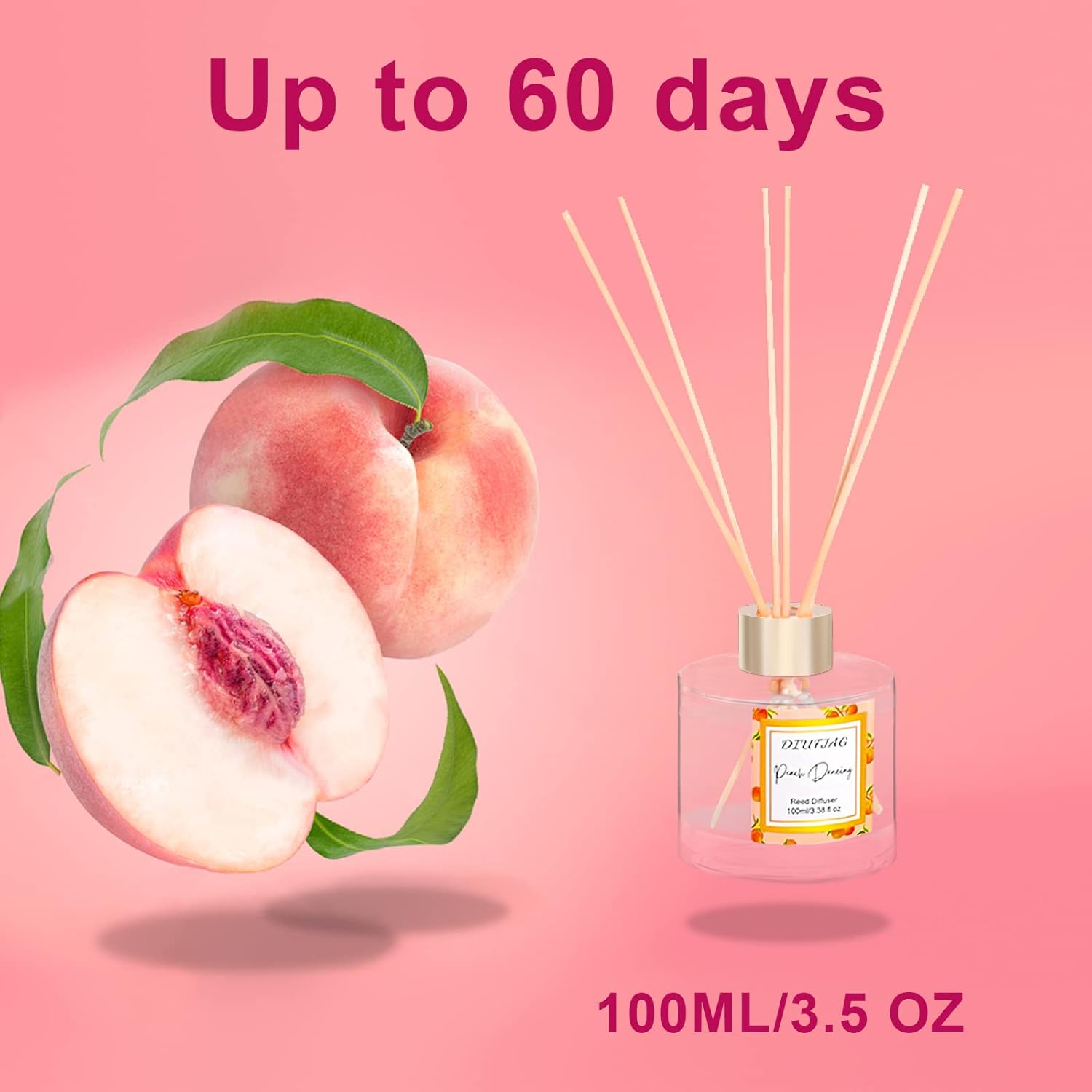 DIUFJAG 150ml and 100ml Peach Reed Diffuser Set