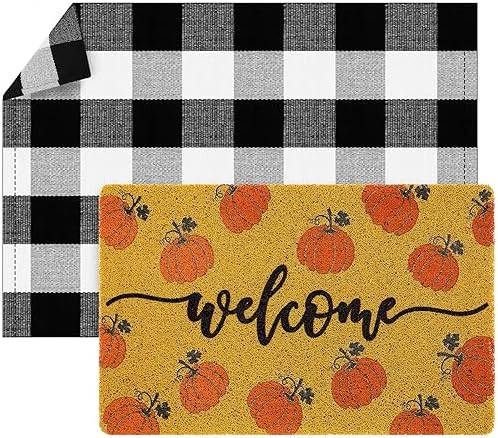 Fabbay 2 Pcs Fall Welcome Mat Halloween Decor