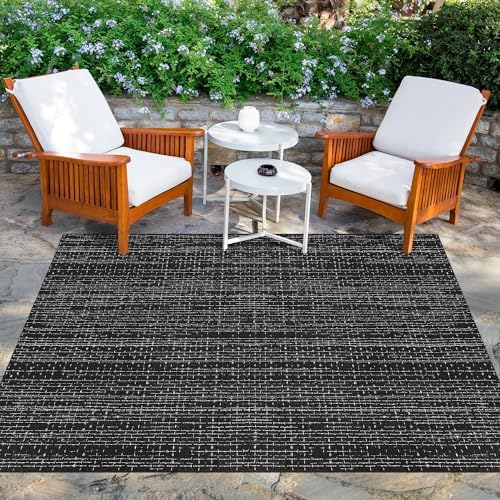 Black White 4x6 Area Rug Washable Cotton Rug with Non-Slip Pad