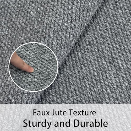 Lacomfy 2x4ft Grey Faux Jute Area Rug
