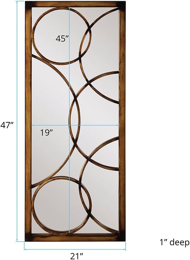 Howard Elliott Decorative Rectangular Wall Mirror in Antique Bronze