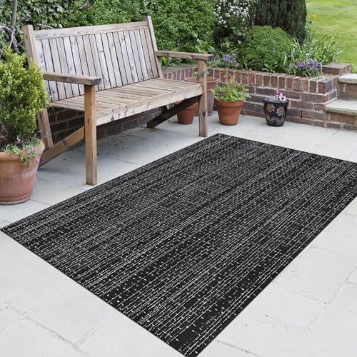 Black White 4x6 Area Rug Washable Cotton Rug with Non-Slip Pad