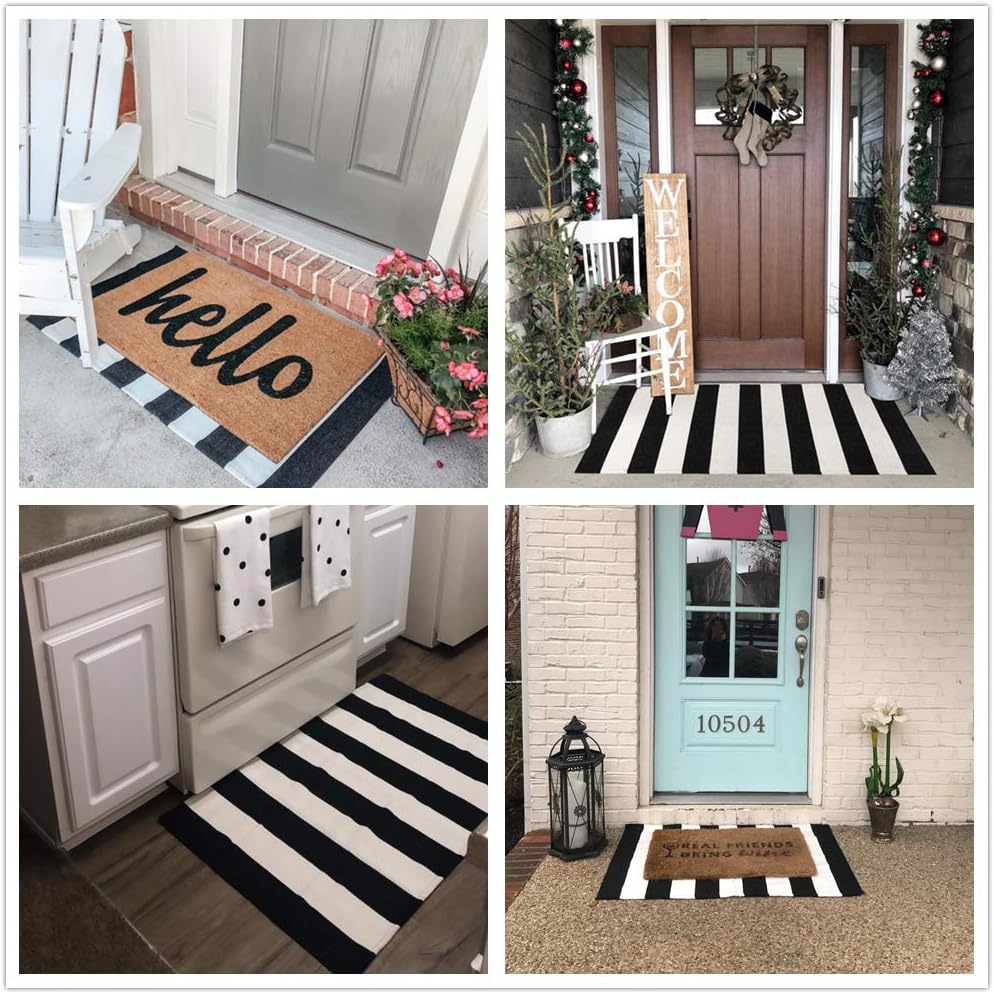 Black and White Striped Rug 236x512 Door Mat