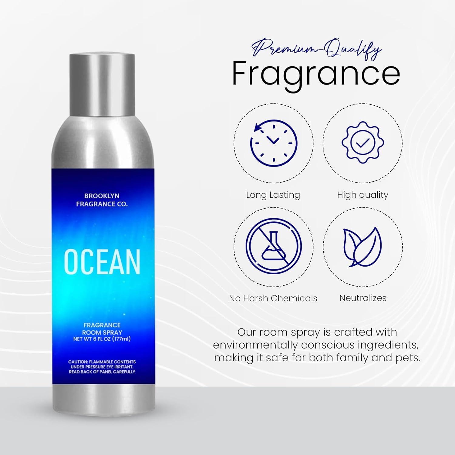 Brooklyn Fragrance Co Ocean Room Spray - 6 Fl Oz Premium Freshener