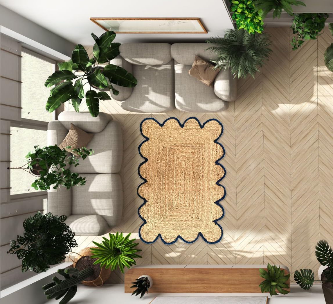 WOODLERY Farmhouse Jute Area Rug Doormat