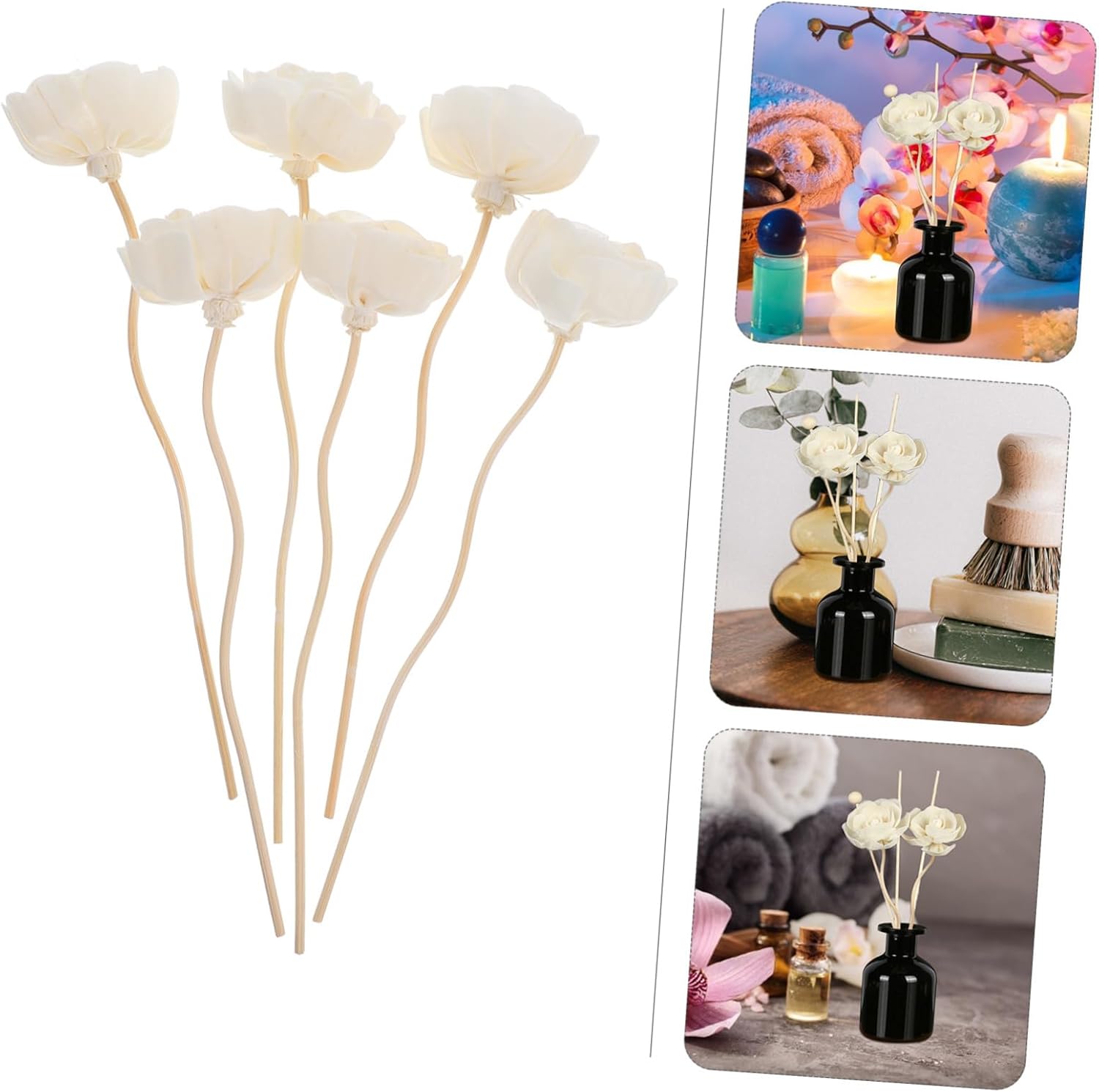 FRCOLOR 6pcs Reed Diffuser Sticks with Flower Refills