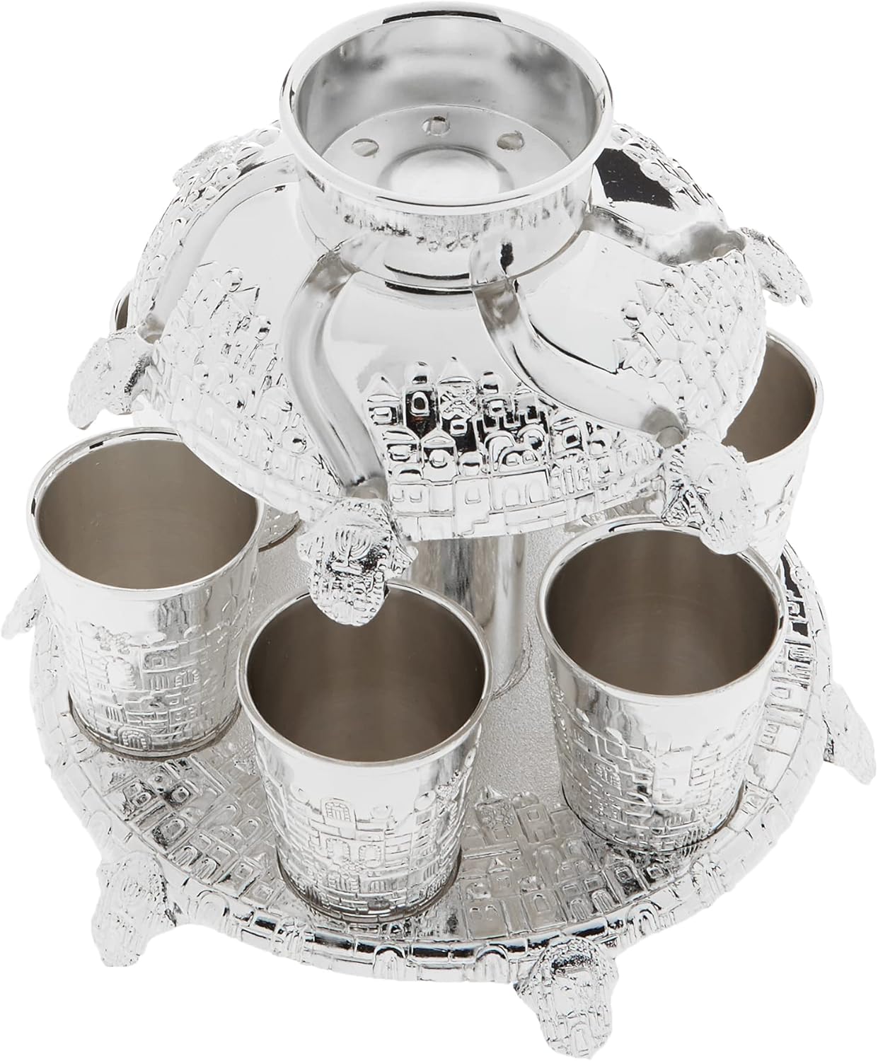 Jerusalem Style Silver Plated Wine Fountain 6 Cups