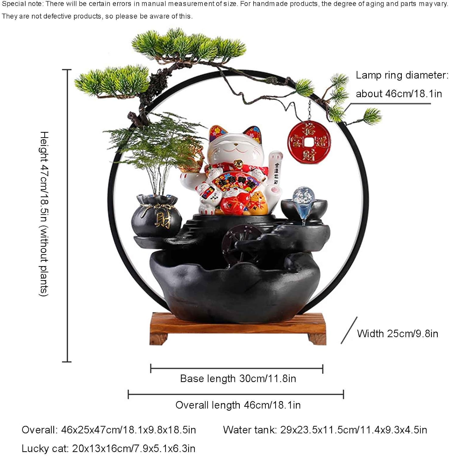 Indoor Relaxation Tabletop Fountain with Mist and LED Light