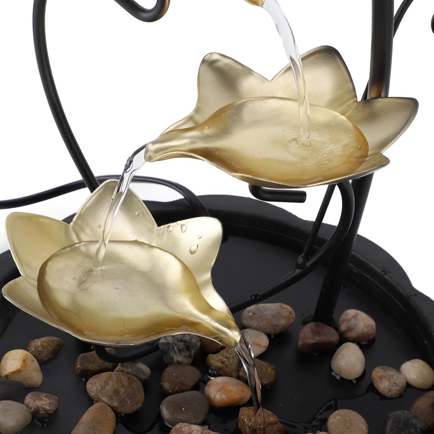 Tabletop Fountain with LED Light and 3-Tier Waterfall Design