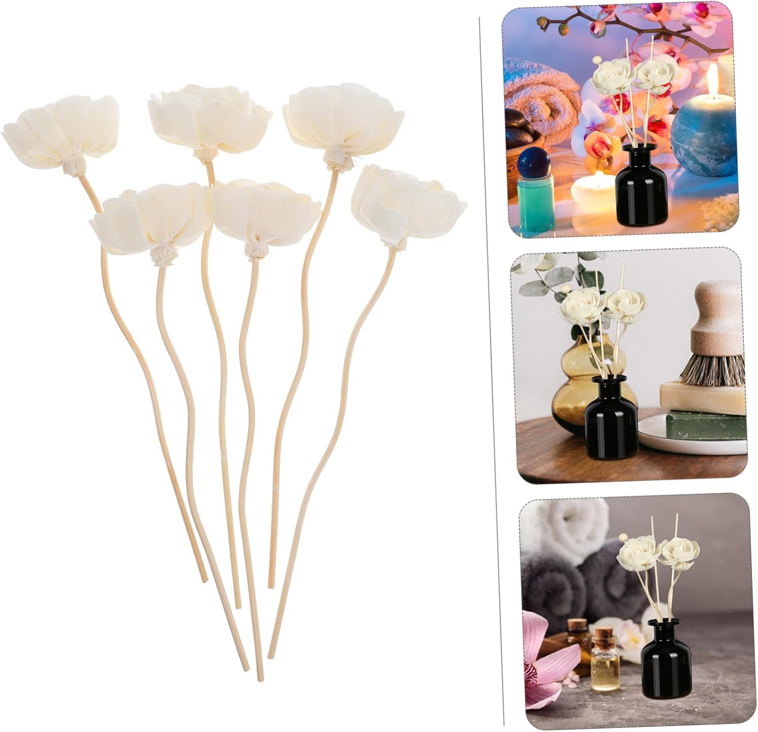 FOMIYES 6pcs Reed Diffuser Sticks Flower Heads Essential Oil Refills for Home Aromatherapy Decorative Diffuser Set