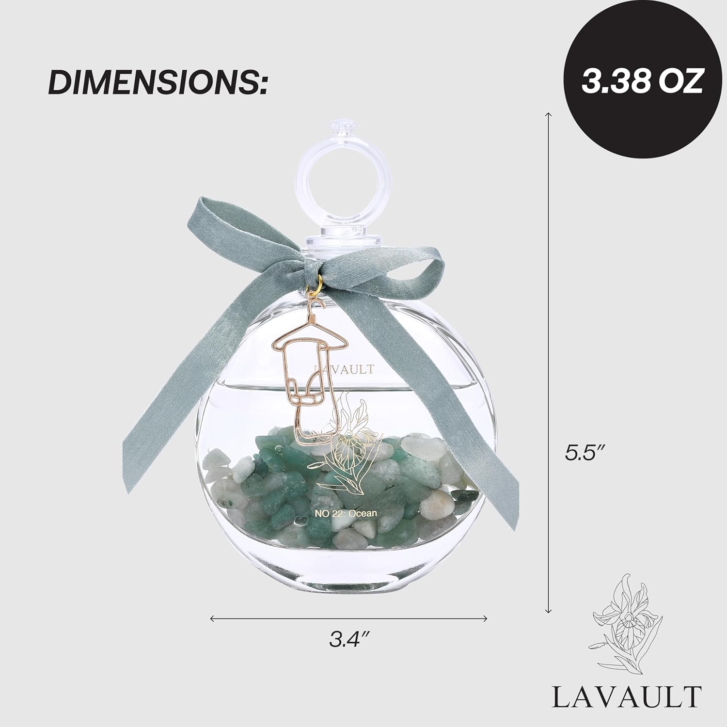 Ocean Aroma Reed Diffuser Set with Green Stones