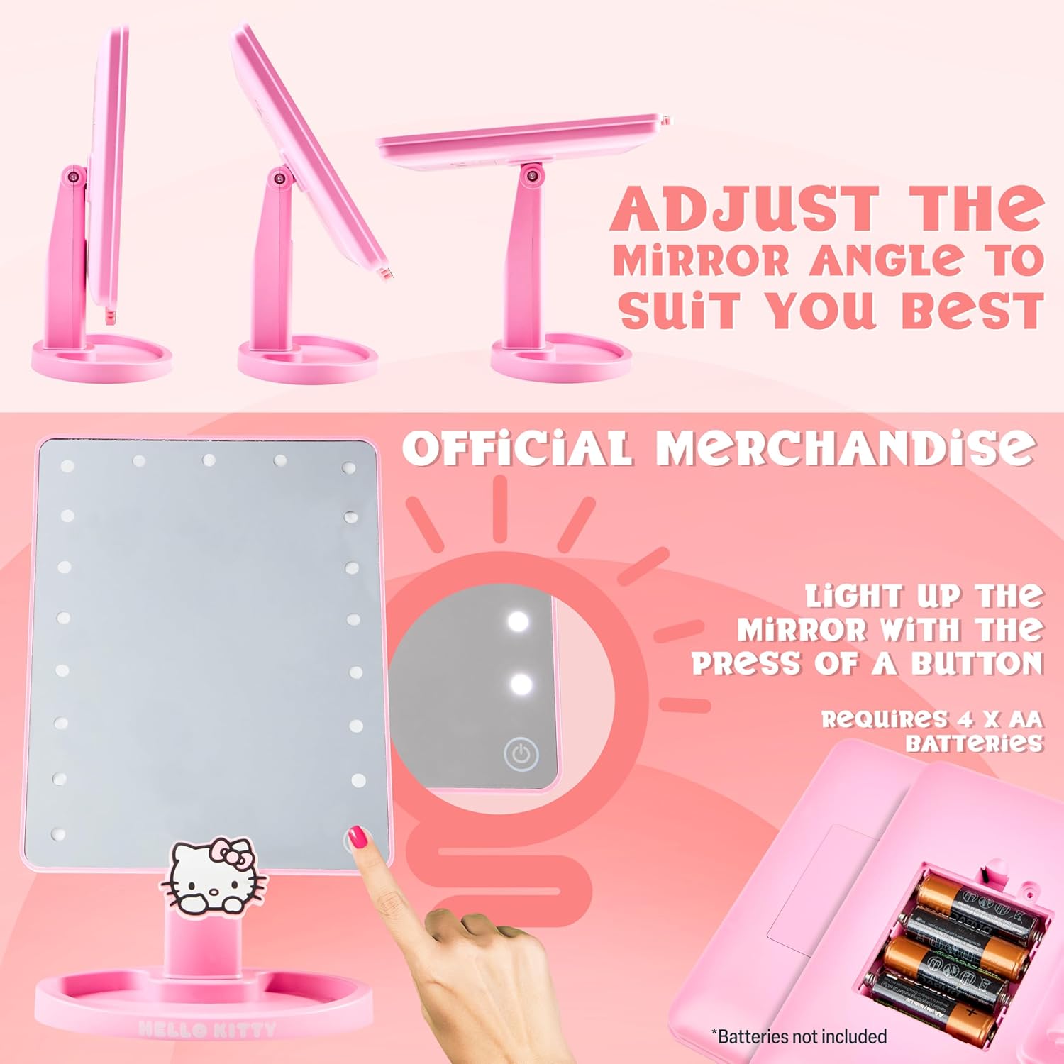 Hello Kitty Vanity Mirror with LED Touchscreen and Trinket Tray