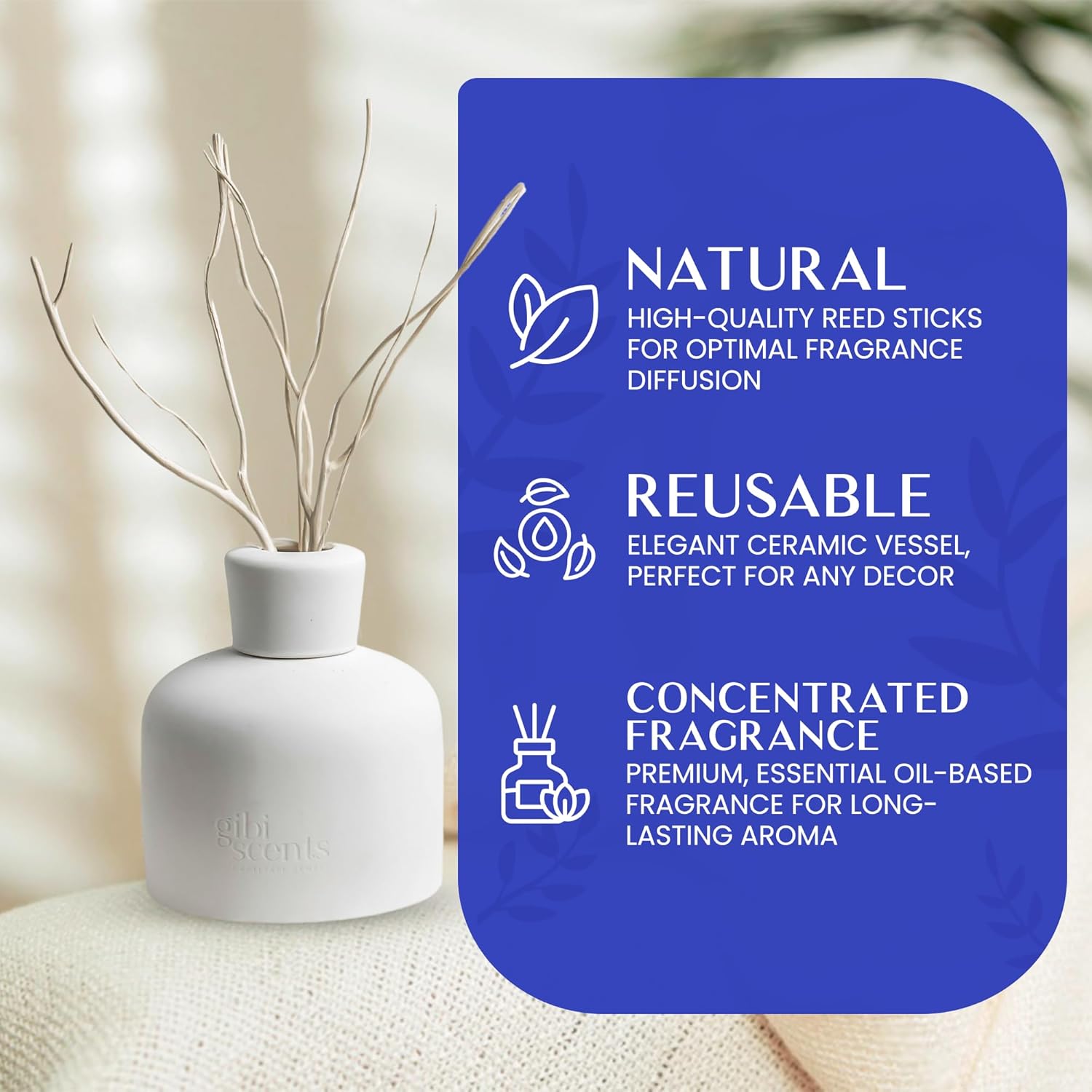 Gibi Reed Diffuser Set - Sakura Dream Scented 52 oz
