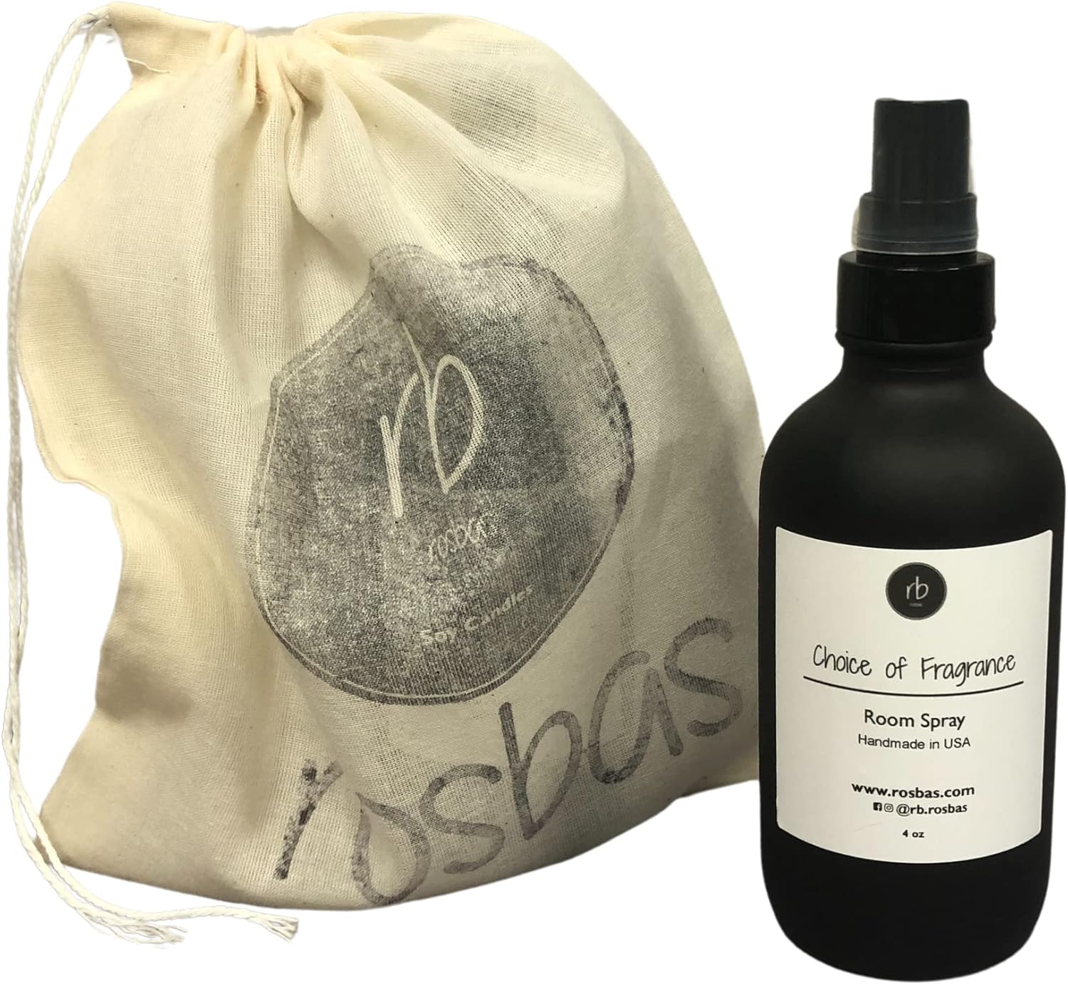 Rosbas Room Spray Palo Santo Scented 4 oz Matte Black Glass Bottle