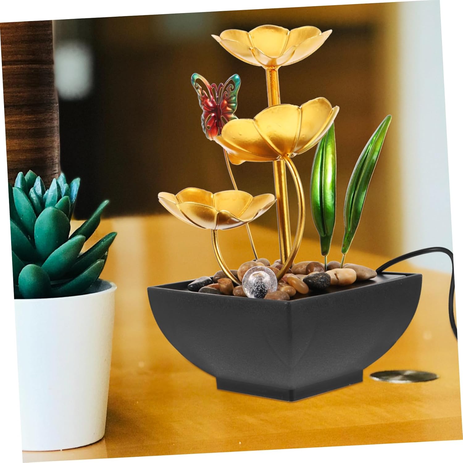 Vaguelly Solar-Powered Tabletop Fountain with Realistic Water Flow