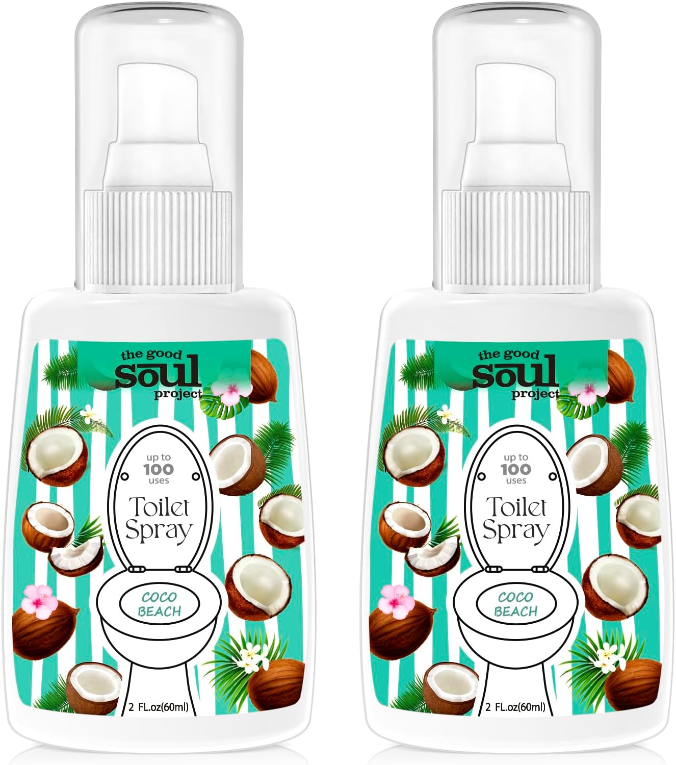 Toilet Spray Coco Beach 2 Fl Oz Travel Size 2 Pack
