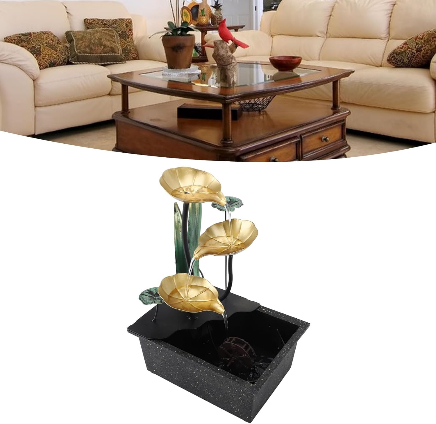 USB Tabletop Fountain with LED Desk Waterfall Decor