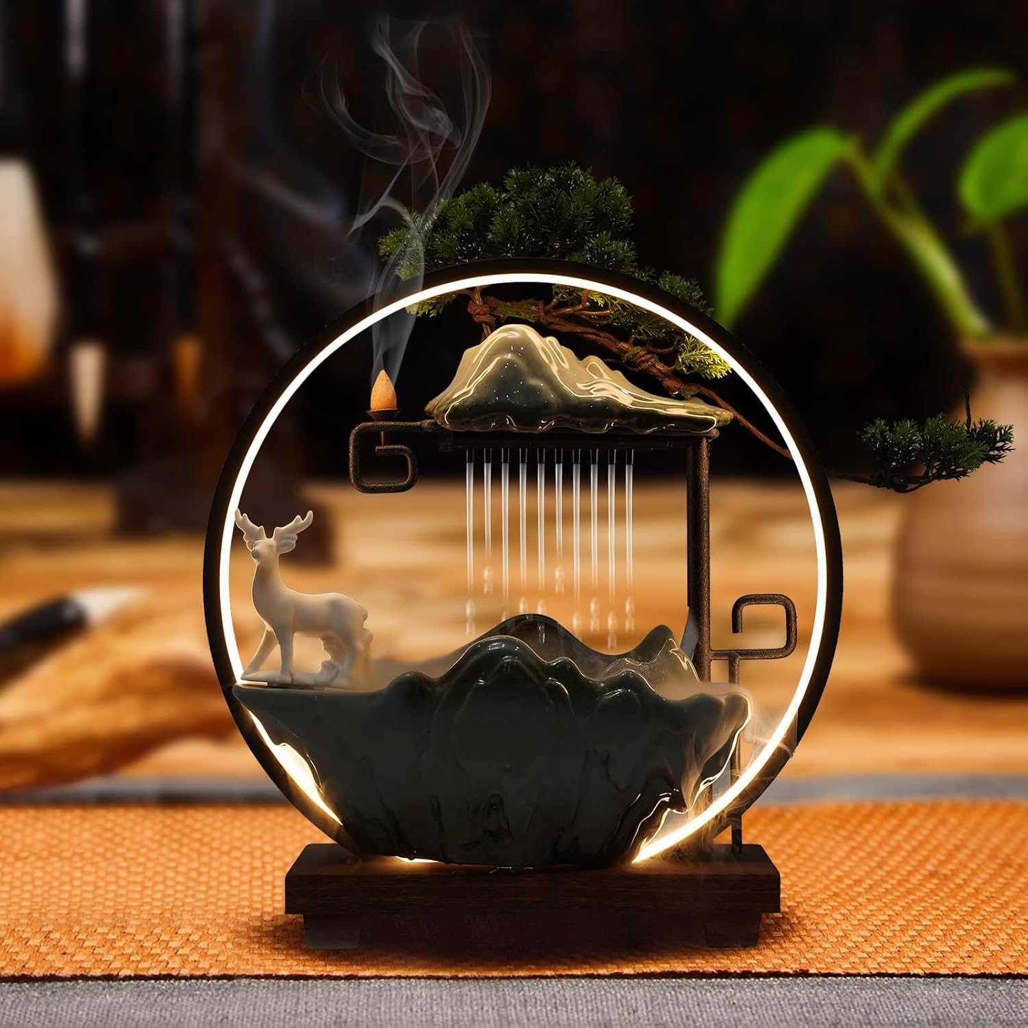 AOOCHU Indoor Water Fountain with Mist and LED Light
