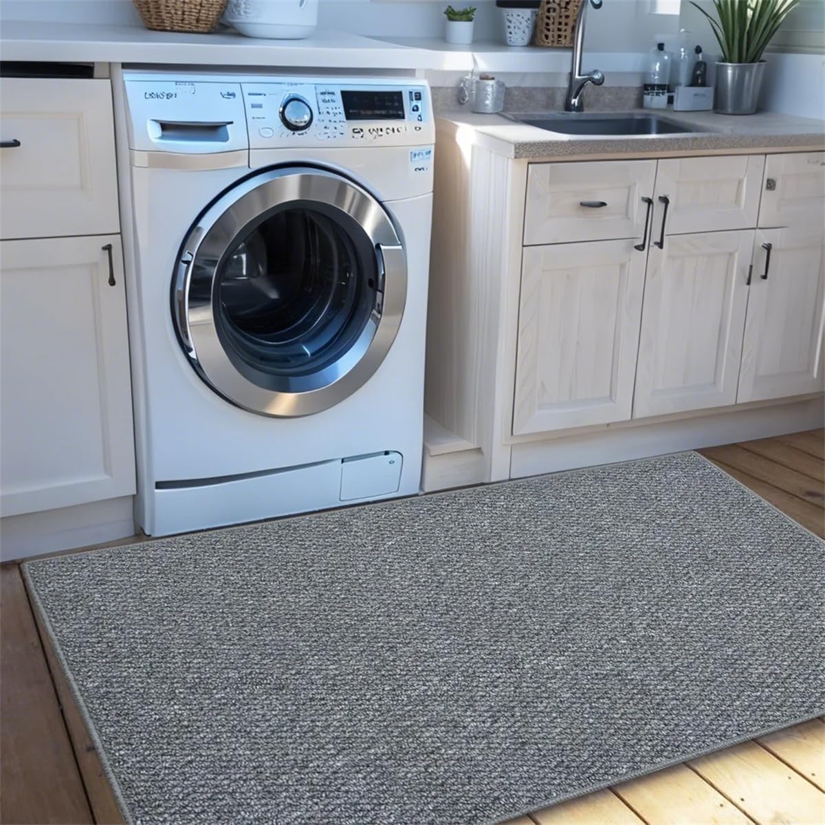 Lacomfy 2x4ft Grey Faux Jute Area Rug