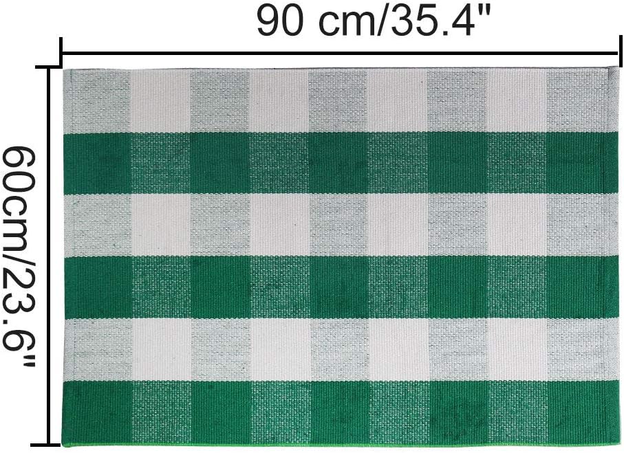 Uxcell Buffalo Check Rug 35x24 Green White