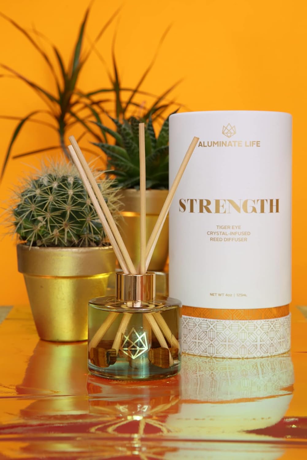 Crystal Infused Reed Diffuser 4 Oz Tiger Eye Strength