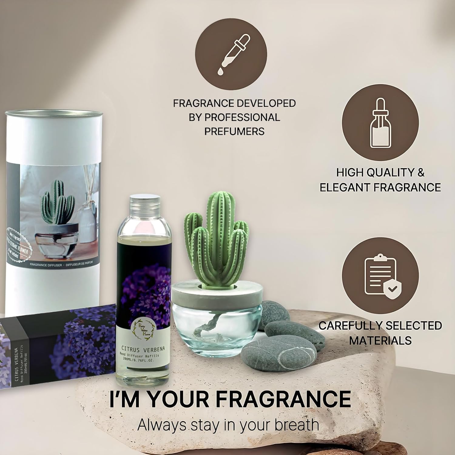 Pretty Valley Home Reed Diffuser Set with Citrus Verbena Fragrance