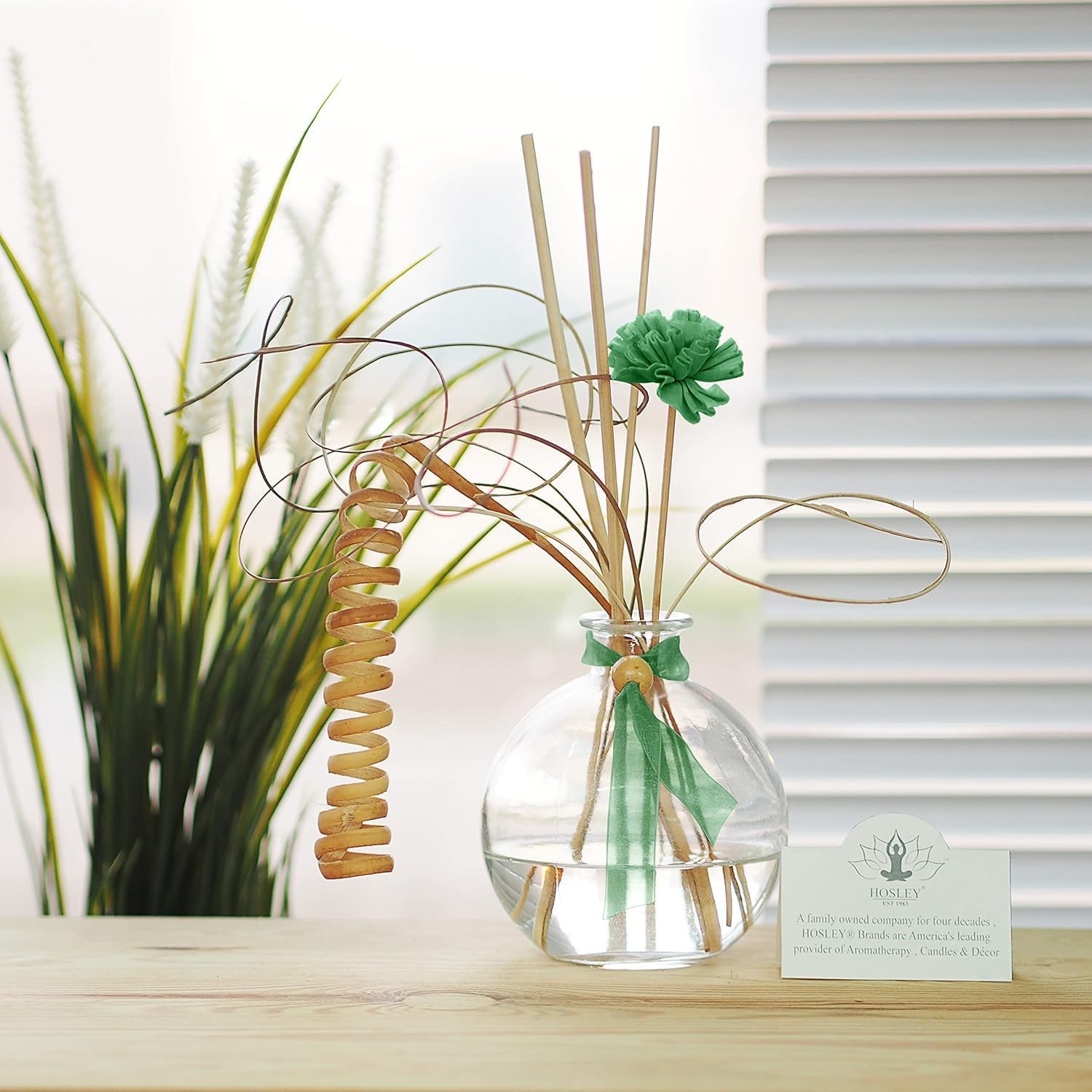 Hosley Glass Diffuser Set with Reeds and 200ml Vanilla Oil