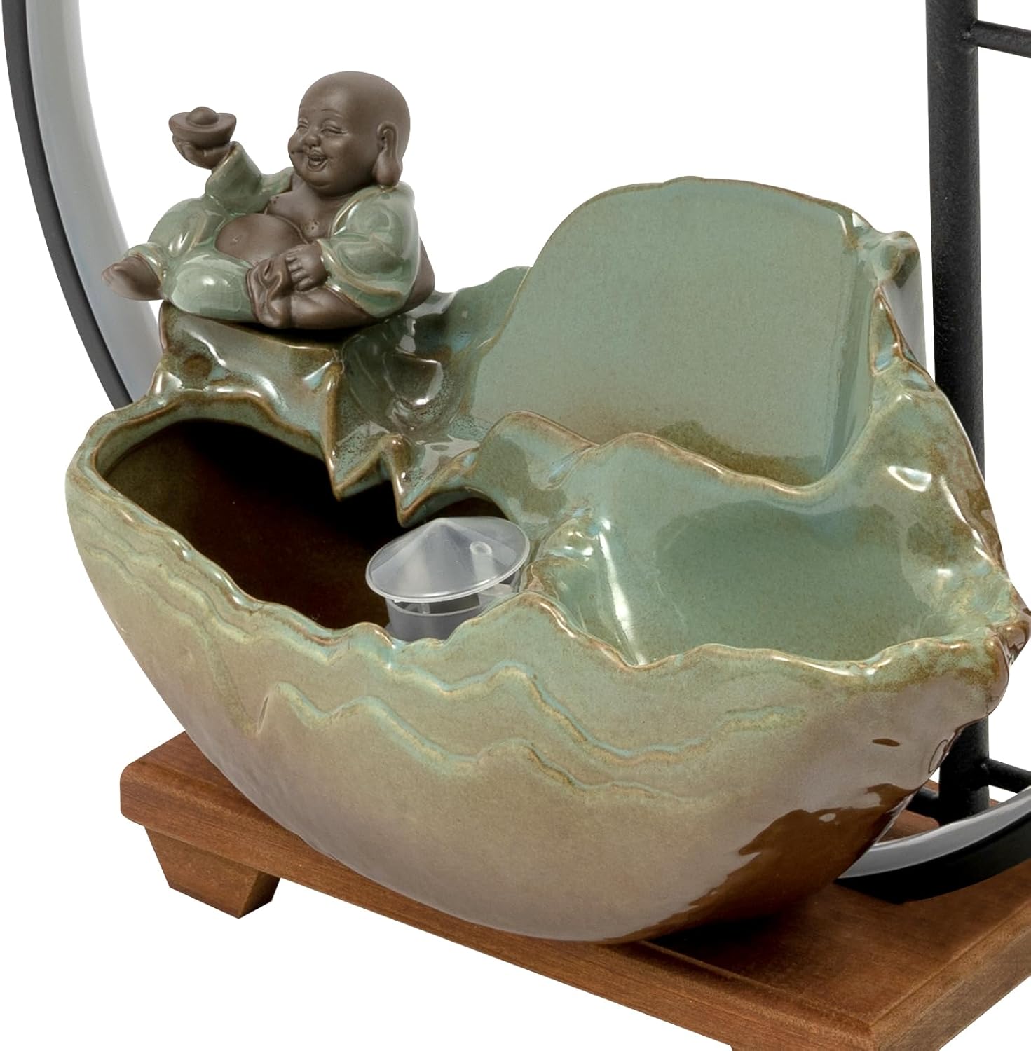 Big Fountain for Table Top - Indoor Waterfall with LED Light and Fake Plants