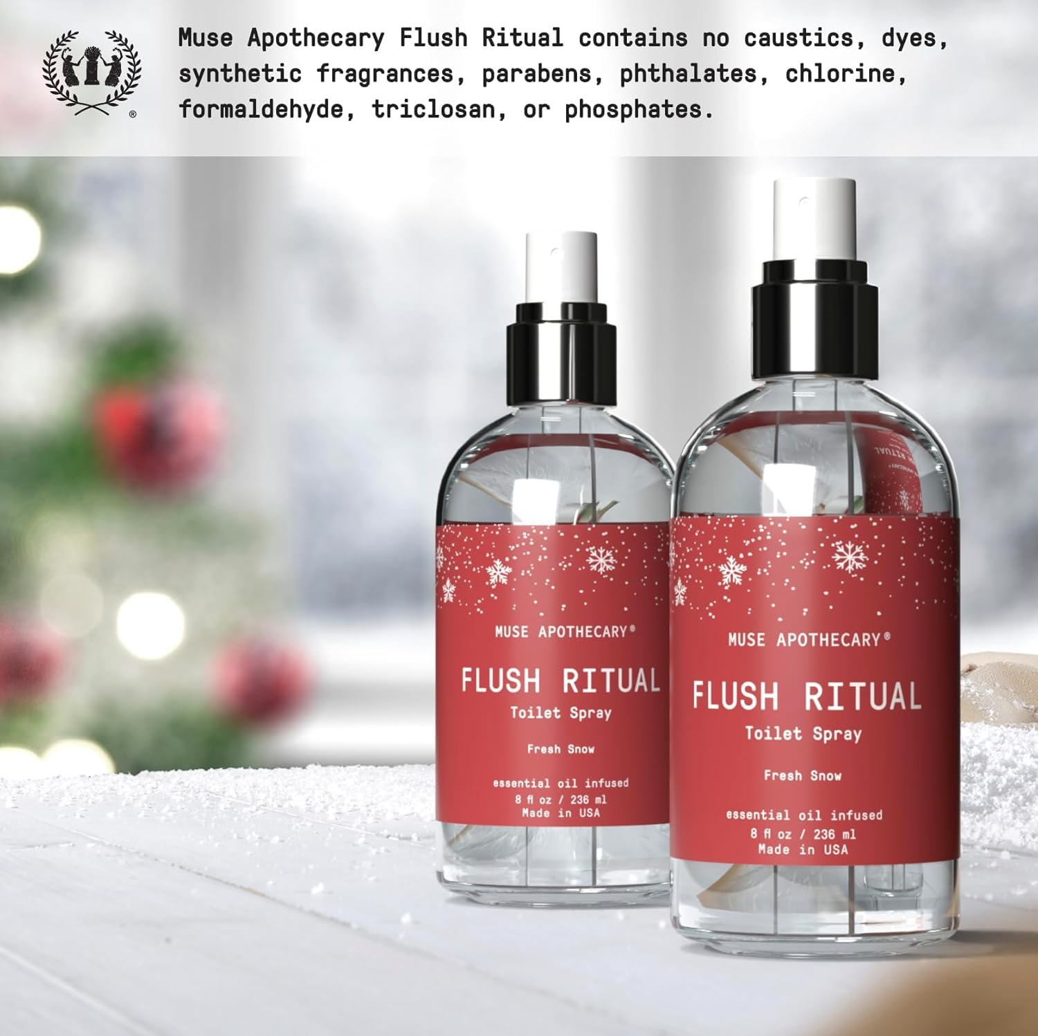 Muse Apothecary Flush Ritual Toilet Spray - Fresh Snow Pack of 3