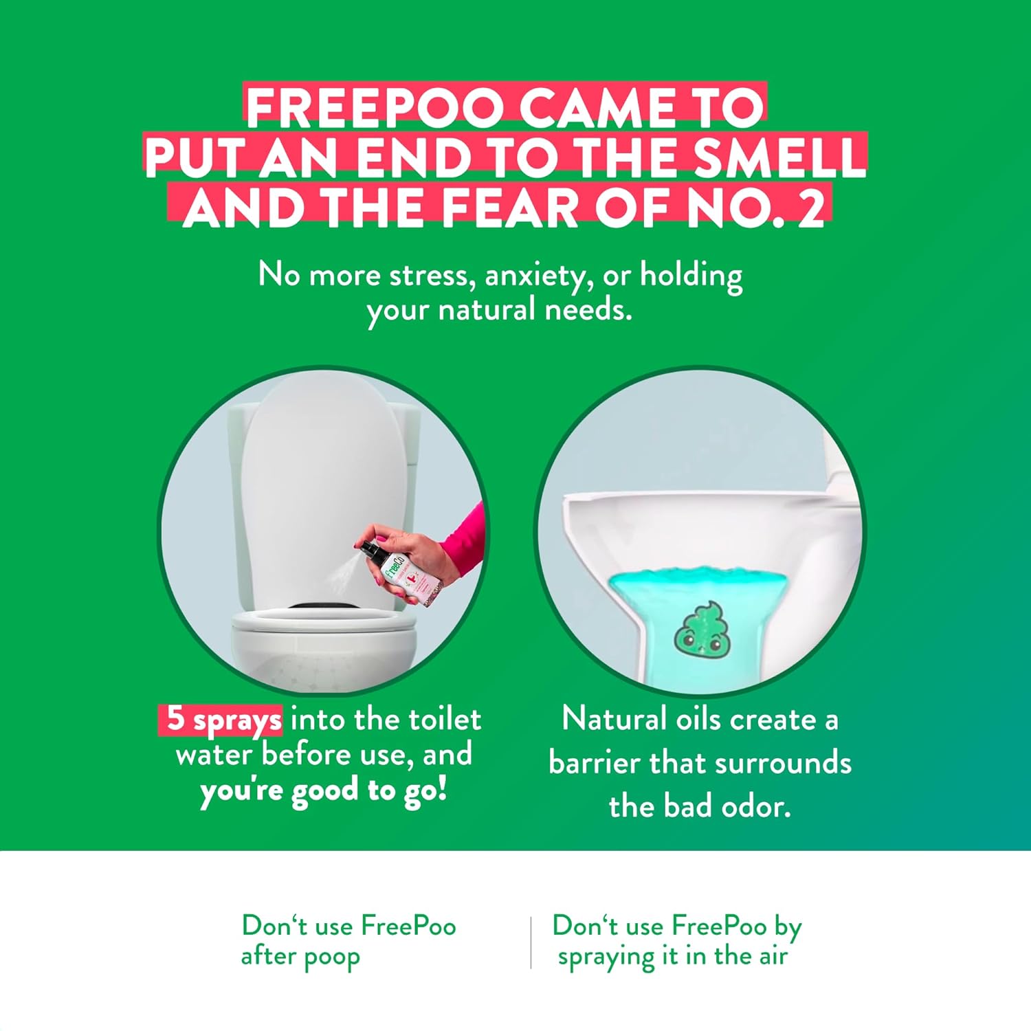 FreePoo Toilet Odorizer Pack of 2 Lavender and Lemongrass