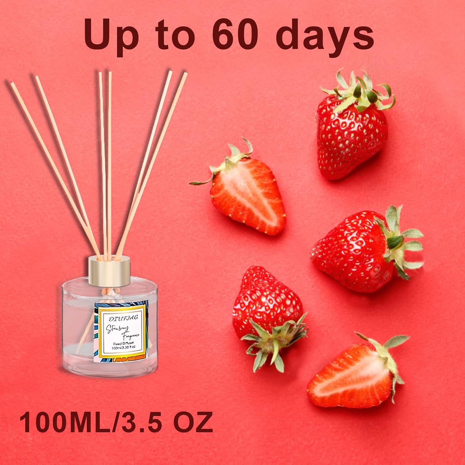 DIUFJAG 150ml Reed Diffuser Set with 100ml Strawberry Scent