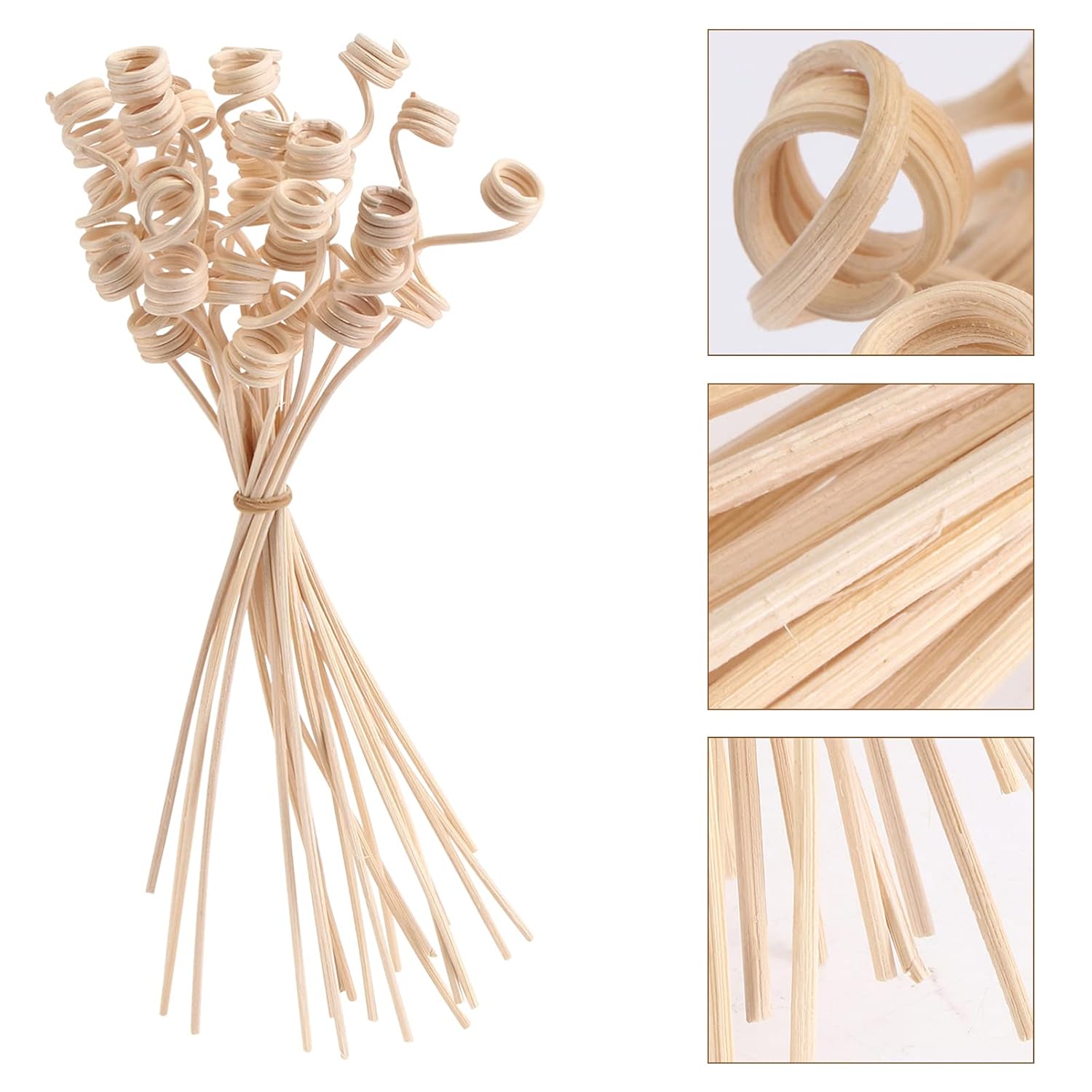 20Pcs Wavy Reed Diffuser Sticks Natural Rattan Khaki