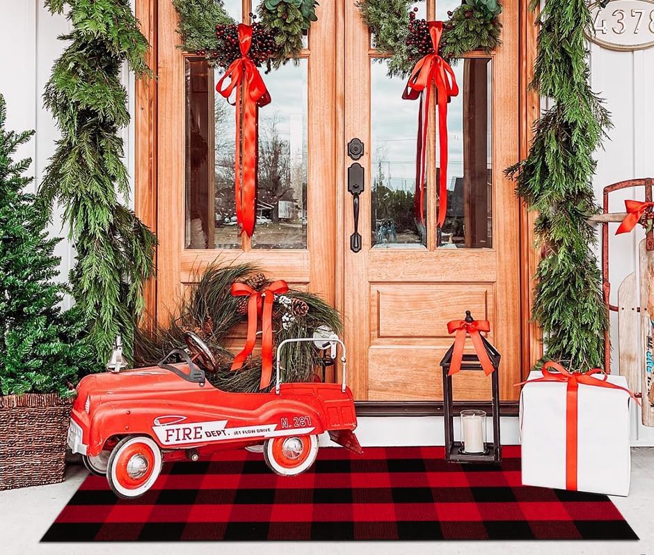 Christmas Buffalo Plaid Outdoor Rug 2x43